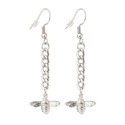 Curb Chains with Brass Charm Long Dangle Earrings