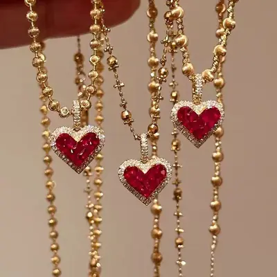 Detail Pendant As Valentine's Day Gift Heart Shaped Zircon Gemstone Decor Necklace,  for Girlfriend Holiday New Year Gifts, F...