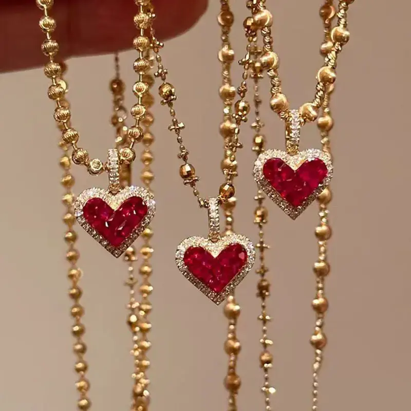 Detail Pendant As Valentine's Day Gift Heart Shaped Zircon Gemstone Decor Necklace,  for Girlfriend Holiday New Year Gifts, F...