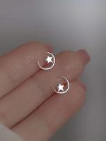 Star & Moon Design Stud Earrings, 2024 New Style Fashionable Earrings for Women & Girls, Trendy All-match & Exquisite Jewelry...