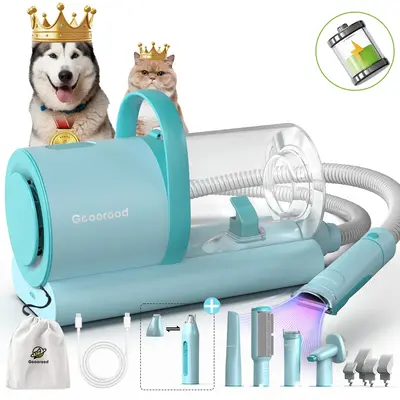Geoorood Dog Cordless Grooming Vacuum Kit with Brush 10KPa Suction Force 1.6L Dust Collection Low Noise Cleaning #TikTokShopL...
