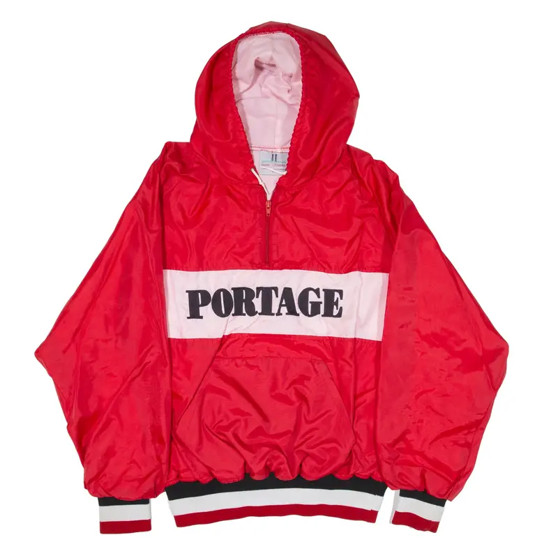 ATHLETIC OUTERWEAR Portage Pullover USA Jacket Red Nylon Mens L