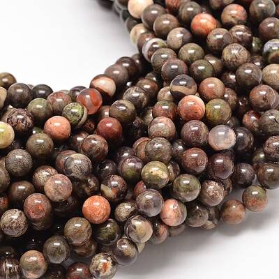 Natural Rainforest Agate Round Bead Strands