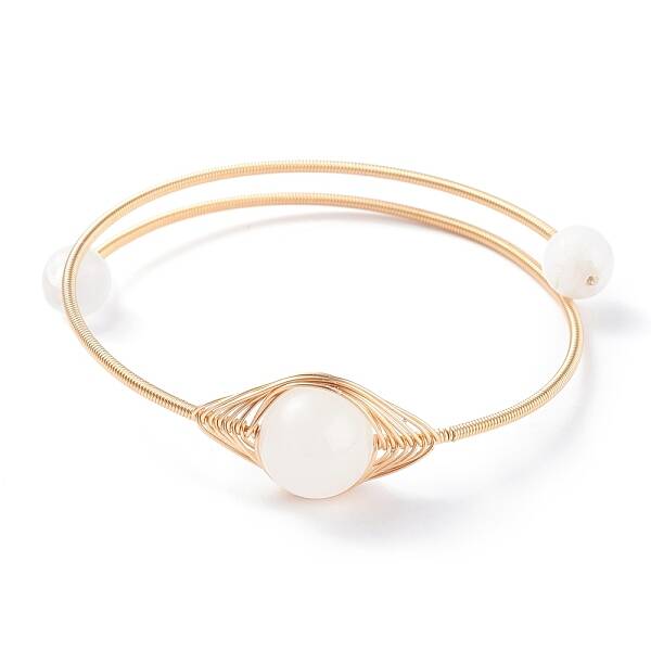 Natural Selenite Round Beaded Bangle