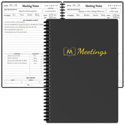 Business Meeting Notebook, 1 Count B5 Agenda Notebook with Insert 140 Pages & Waterproof Cover, Project Plan Notebook For Rec...