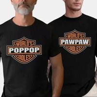 Custom Name World's Coolest Grandpa Shirt, Grandpa Nickname Gift Motorcycle Dad Shirt Father's Day Tee Birthday Gift from Gra...