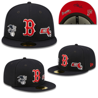 New Era Boston Red Sox 1901 Black Crown Fitted Cap – MLB Hat with Historic Patch Combo and Red Interior Brim, cap for men