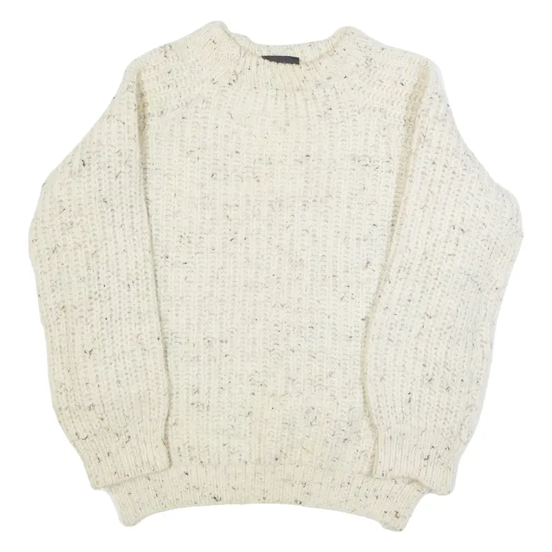 GLORISH CLOTHING COMPANY Womens Jumper Cream Chunky Knit Wool L