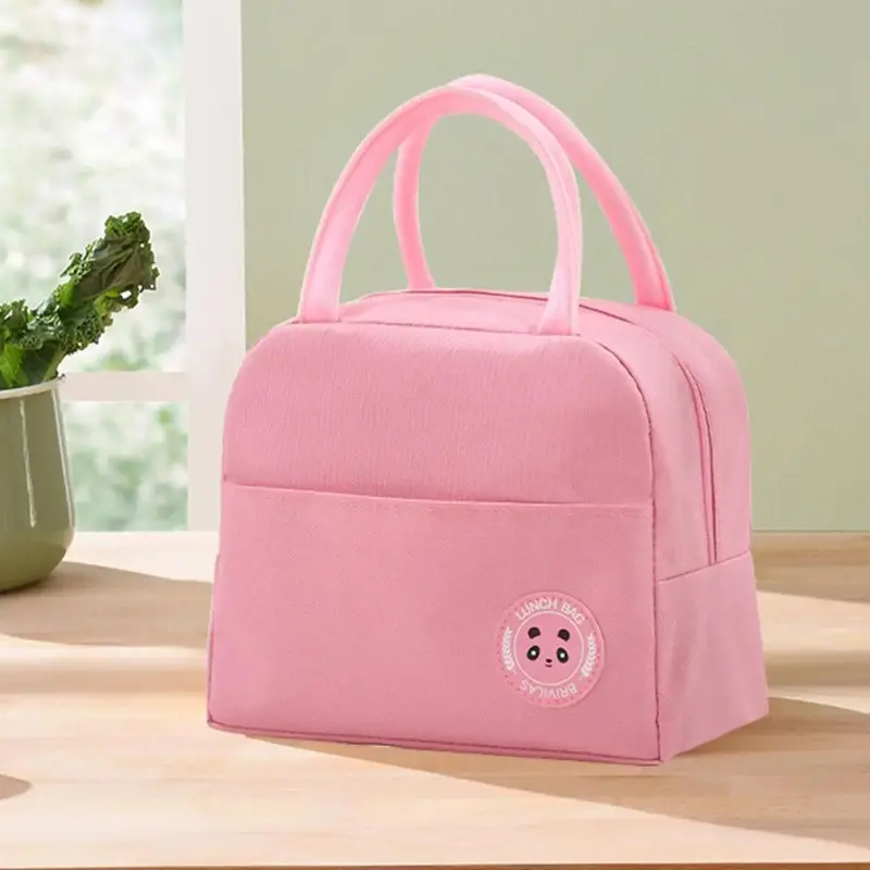 Cartoon Bear Pattern Lunch Bag, 1 Count Thermal Lunch Bag with Pocket, Portable Fresh Keeping Bag for School Work Travel Picn...