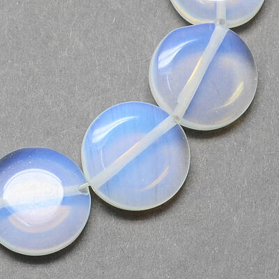 Flat Round Opalite Opal Stone Beads Strands