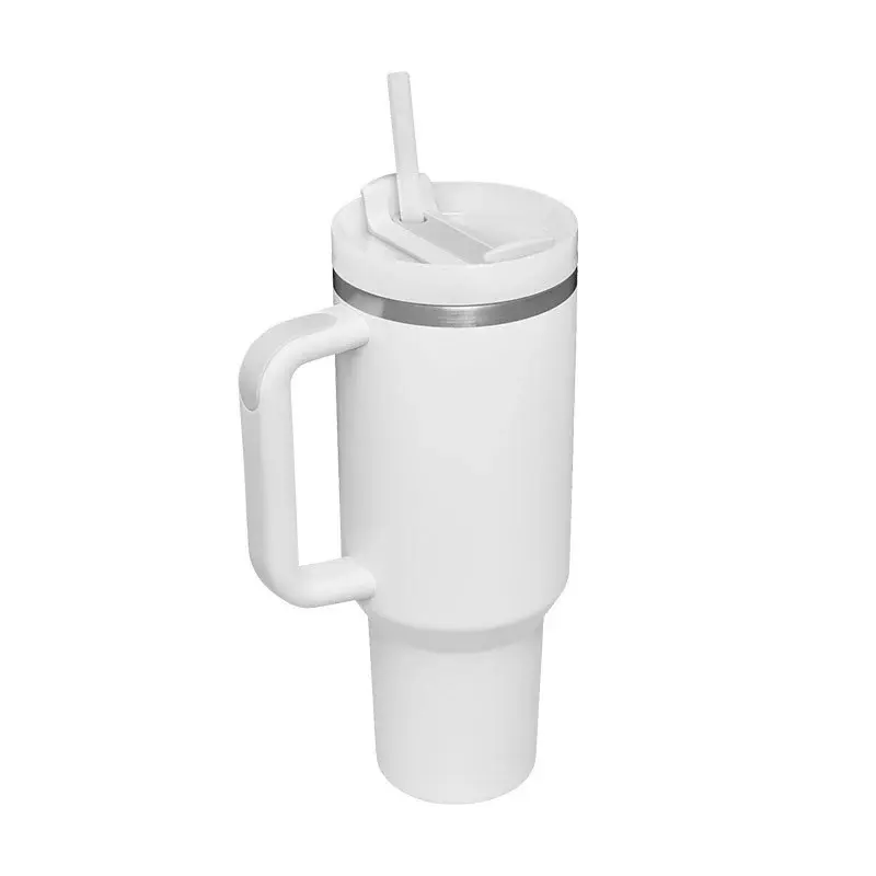 40 Oz Tumbler With Handle Straw Insulated, Stainless Steel Spill Proof Vacuum Coffee Cup Tumbler With Lid Tapered Mug Gifts F...