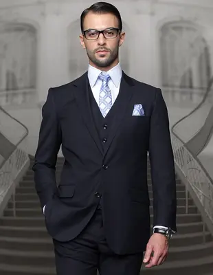 Statement Big & Tall Mens 100% Wool 3 Piece Fashion Suit