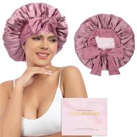 AWAYTR Silk Bonnet for Sleeping Women 100% Mulberry Silk Double Layered Bonnet with Tie Band Reversible Hair Bonnet Sleeping ...