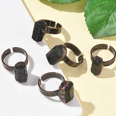 Natural Black Tourmaline Rings