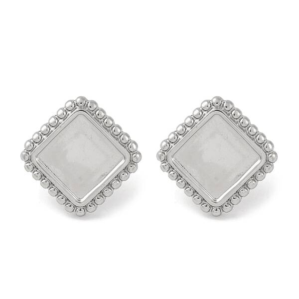 304 Stainless Steel Square Stud Earrings