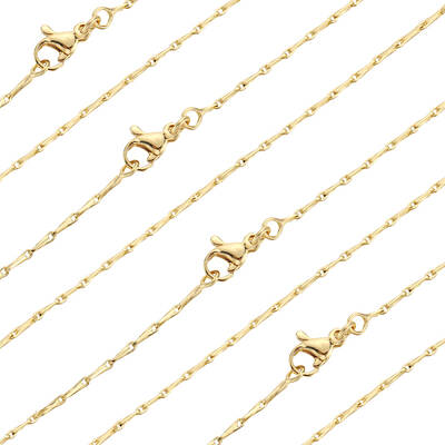 6Pcs Brass Boston Link Chain Necklaces Set for Women