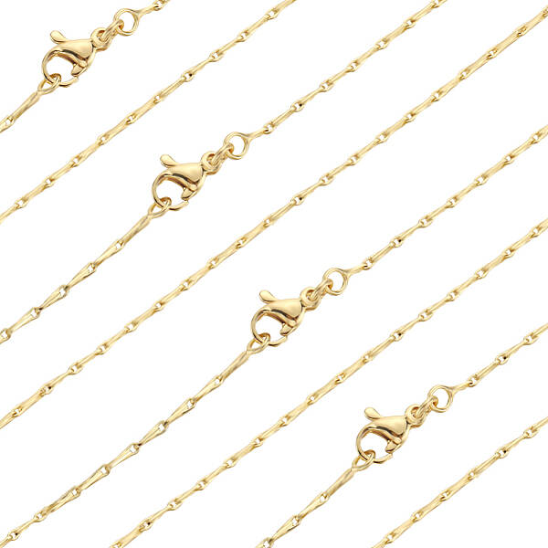 6Pcs Brass Boston Link Chain Necklaces Set for Women