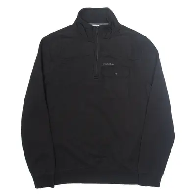 CALVIN KLEIN Mens Sweatshirt Black 1/4 Zip S