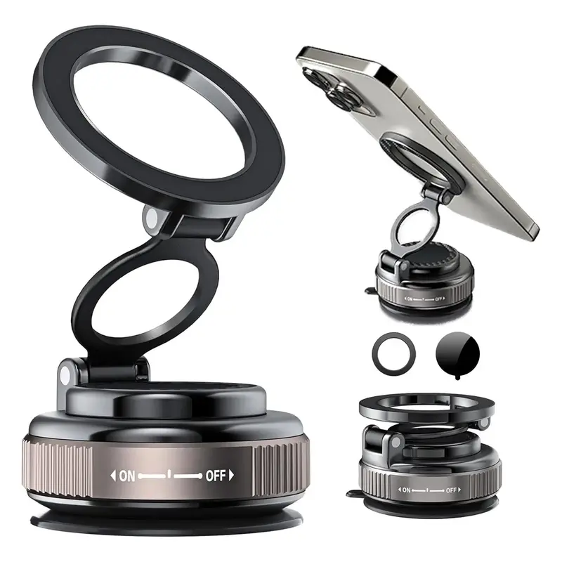Magnetic Car Phone Holder for MagSafe: 28+LBS Strong Suction Vacuum Phone Mount for Men/Women - 360° Rotatable Adjustable Po...