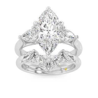 Lumina Lab Grown Marquise Diamond Engagement Ring with the Annabella Wedding Band | 14K White Gold 4 ct. tw.