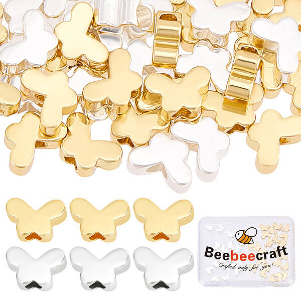 50Pcs 2 Colors Brass Beads
