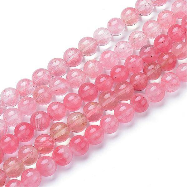 Cherry Quartz Glass Bead Strands