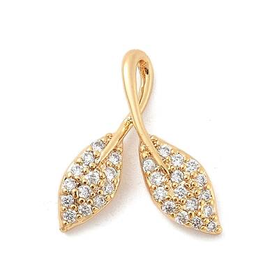 Brass Micro Pave Clear Cubic Zirconia Charms