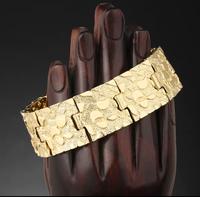 Gold Nugget Bracelet 14k 15mm One Size 8-Inch Gold-Filled Stainless Steel Non-Tarnish Waterproof Elegant Accessory for Skinny...