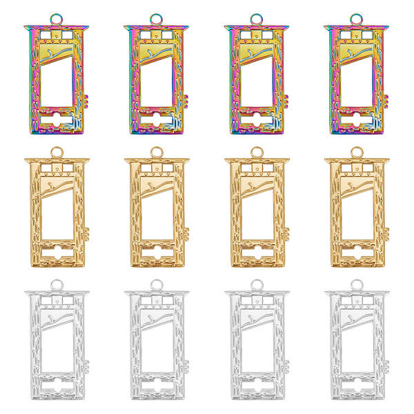 12Pcs 3 Colors Ion Plating(IP) 304 Stainless Steel Pendants