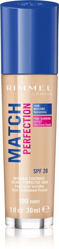 Rimmel Match Perfection Liquid Foundation SPF 20 Color 100 Ivory 30 ml