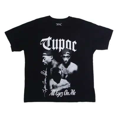 PULL & BEAR 2Pac Mens Band T-Shirt Black Crew Neck 2XL