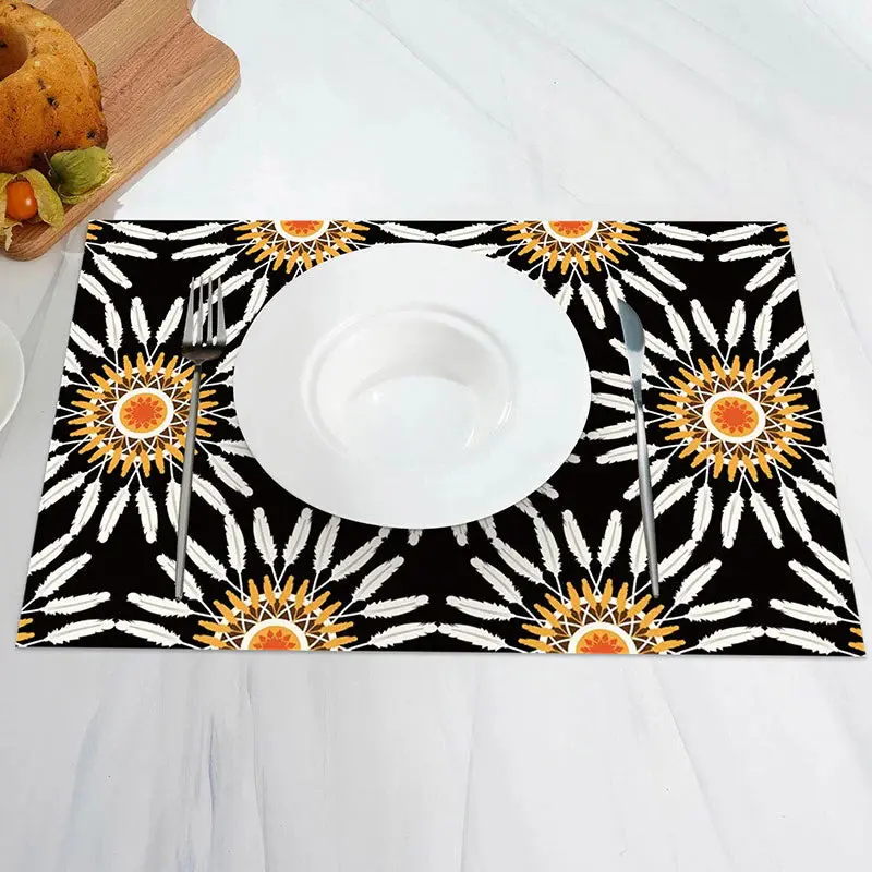 White Floral Seamless Pattern Set Of 4 Placemats - Aperturee