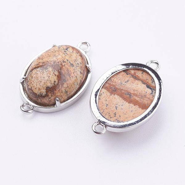 Brass Natural Picture Jasper Links connectors
