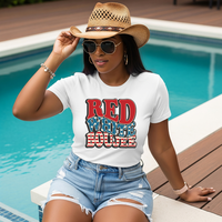 Red White & Boujee Tee - Crew Neck Unisex Fit Soft Cotton T-Shirt for 4th of July & Summer Slay