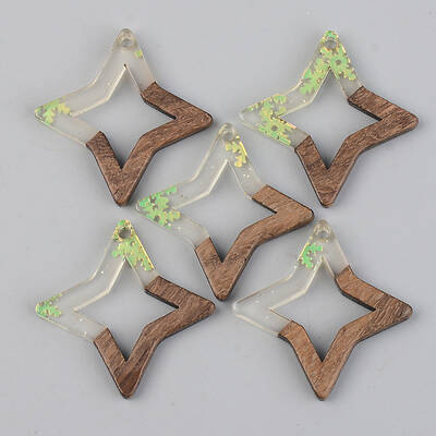 Transparent Resin & Walnut Wood Pendants