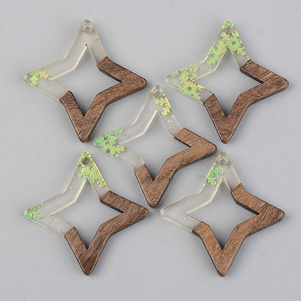 Transparent Resin & Walnut Wood Pendants