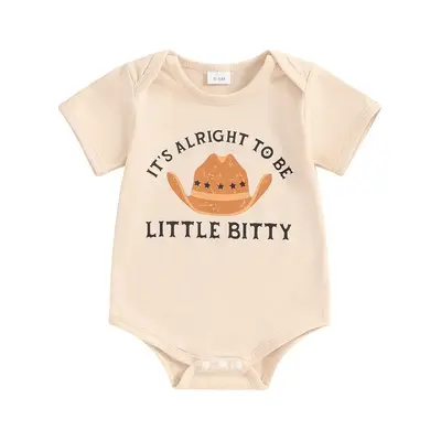 Western Baby Romper  0-12 Months Casual Short Sleeve Round Neck Hat Print Bodysuit Newborn Playsuit Cute
