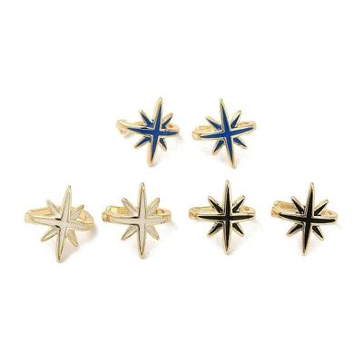 Rack Plating Brass Enamel Star Cuff Earrings for Women