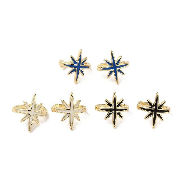 Rack Plating Brass Enamel Star Cuff Earrings for Women