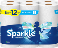 Sparkle Pick-A-Size Paper Towels, Spirited Prints, 6 Double Rolls = 12 Regular Rolls, Everyday Value Paper Towel With Full An...