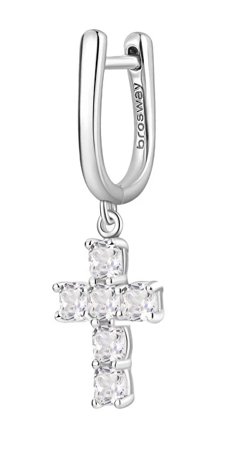 Brosway Single Silver Cross Fancy Infinite White Earrings FIW22