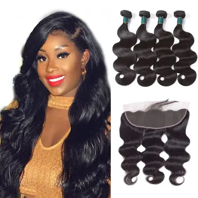 Brazilian Body Wave Hair 4 Bundles With Lace Frontal-AshimaryHair.com