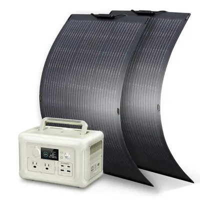 ALLPOWERS 600W Solar Generator (R600 + SF100 100W Flexible Solar Panel) R600-Beige + 2PCS SF100 100W Solar Panel