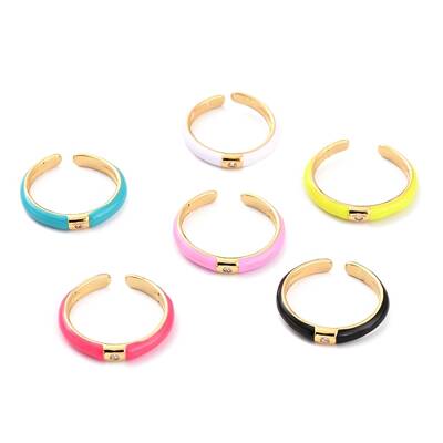 Brass Micro Pave Clear Cubic Zirconia Cuff Rings