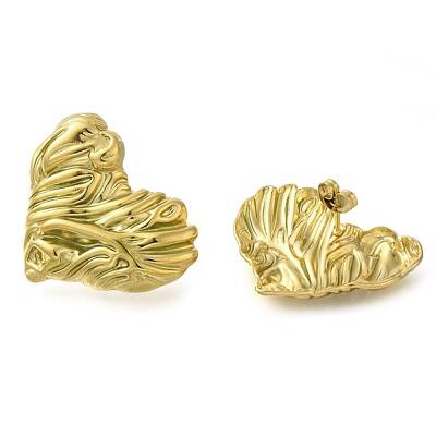Ion Plating(IP) 304 Stainless Steel Heart Stud Earrings
