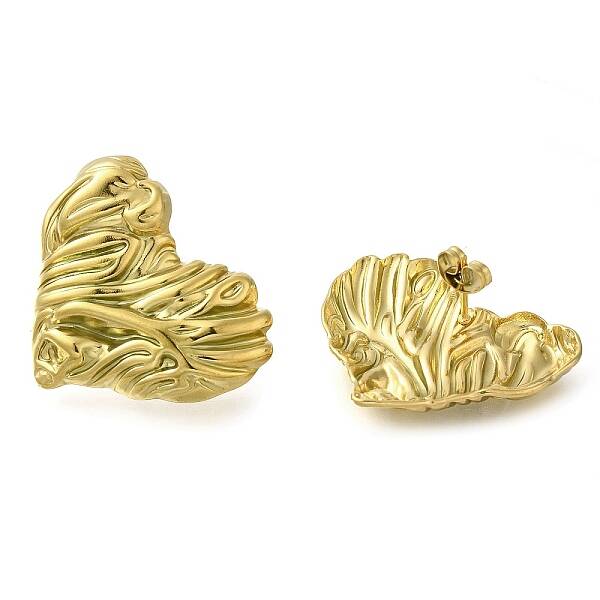 Ion Plating(IP) 304 Stainless Steel Heart Stud Earrings