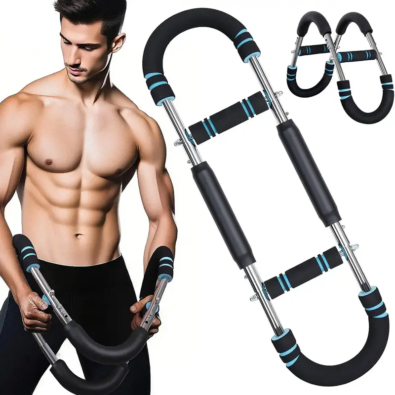 Arm Trainer,Adjustable Chest & Arm Workout Equipment, Power Twister Bar Hand Grip Strengthener for Men, Home Gym Portable