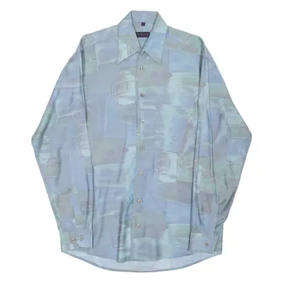 NICK TAYLOR Sportswear Mens Shirt Blue Crazy Pattern Long Sleeve S