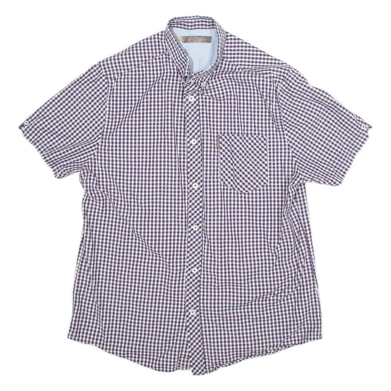 BEN SHERMAN Mens Shirt Blue Gingham L