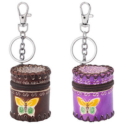 2Pcs 2 Colors Butterfly Pattern Leather Cylinder Wallets